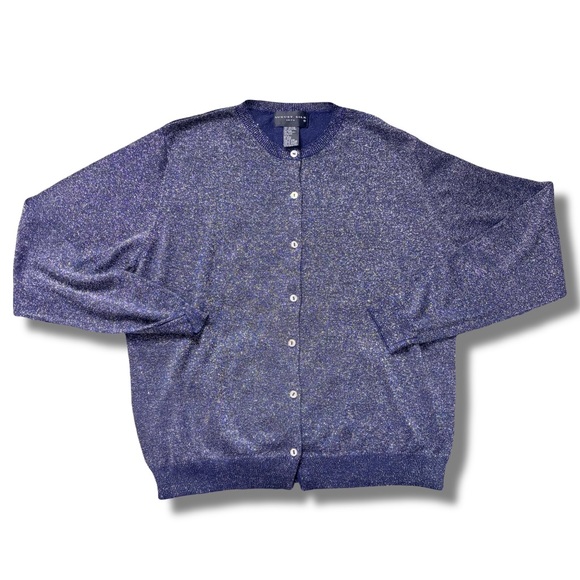 august silk Tops - August Silk Metallic Button‑Front Cardigan| 70% Silk | Silver  | Quiet Luxury